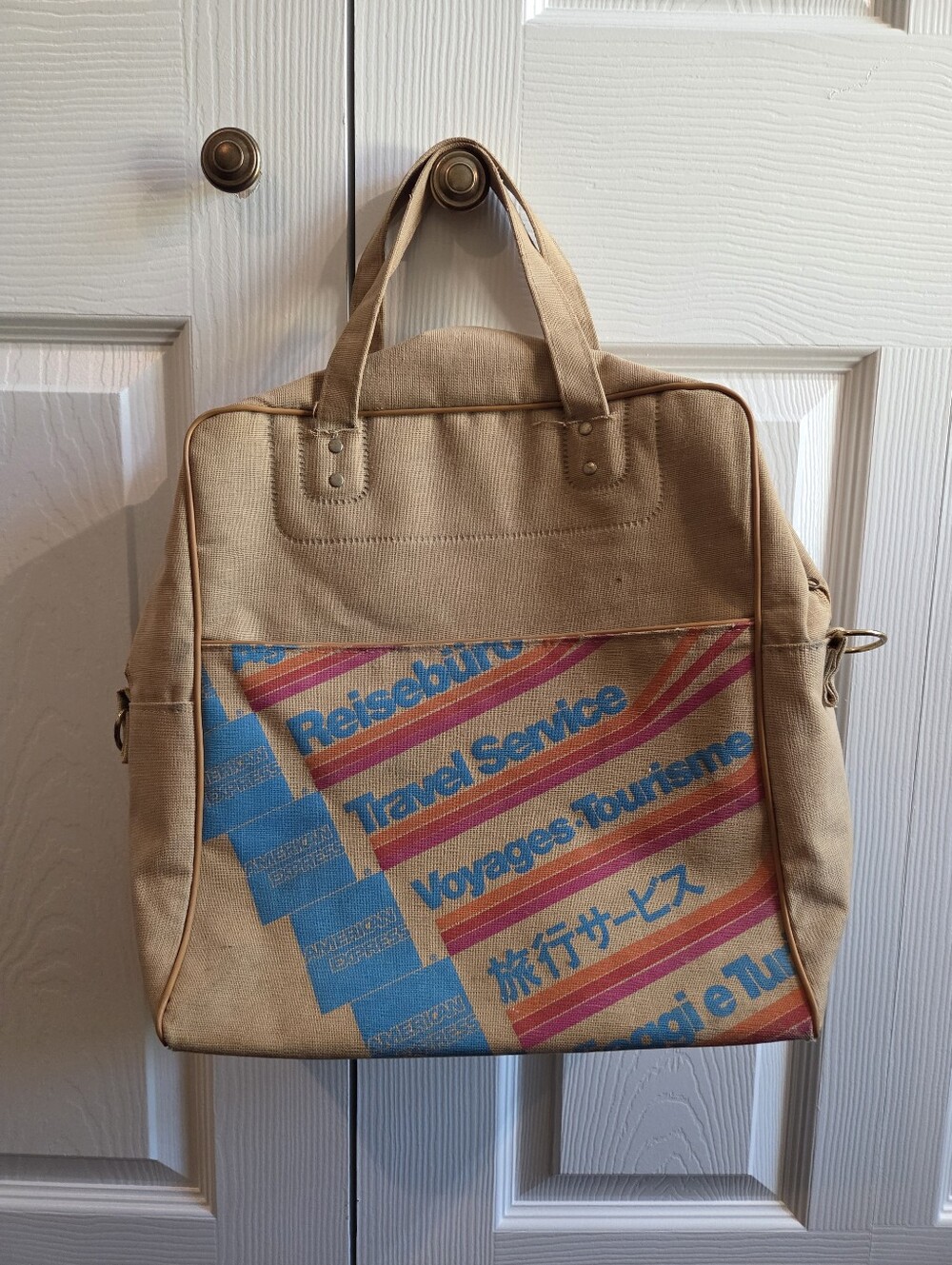 Vintage 70s American Express Canvas Travel Service Carry On Luggage Airline